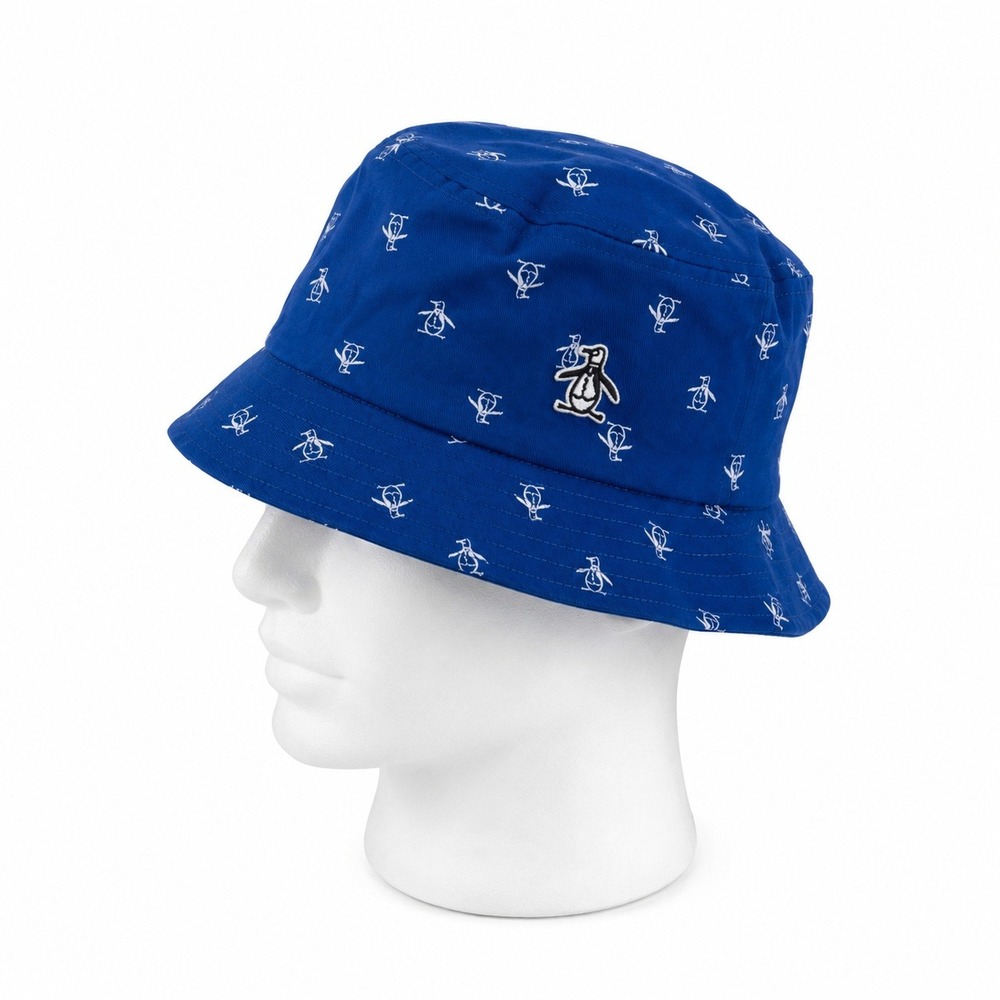 By Munsingwear Original Penguin Mens All Over‎ Logo Print Cotton Bucket Hat
